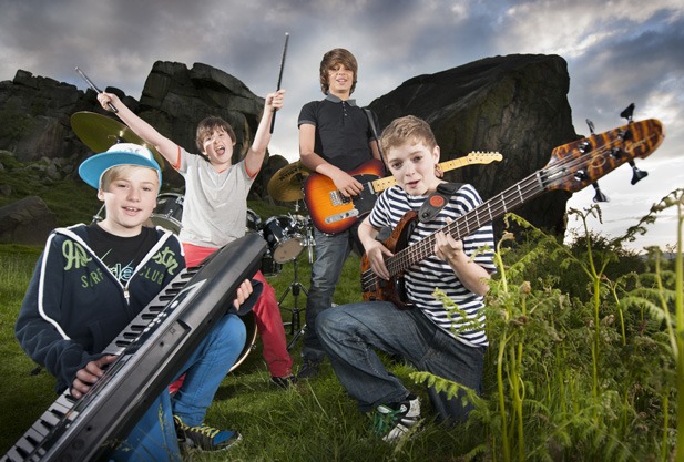 Lucas Rocholl, aged 13, of Harrogate Grammar School with the rest of the band D-LUX get ready to Rock at Utopia the newest nightclub hotspot in Bradford.