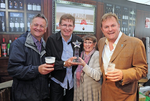 The winners from Yorkshire’s Favourite Pub – White Horse Farm Inn, Rosedale Abbey – Jon Mitchell, Kevin and Julie Laing and Gary Verity