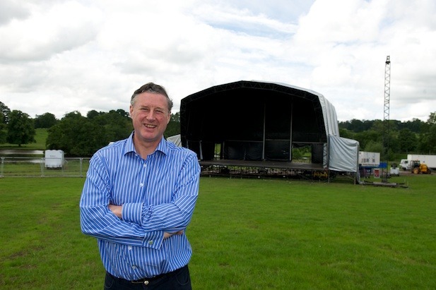 Sir Thomas Ingilby in front of the main stage