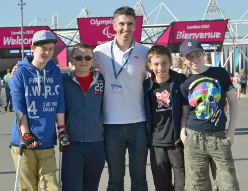 The future Paralympians with Mr Anthony Hussey at the Olympic Stadium