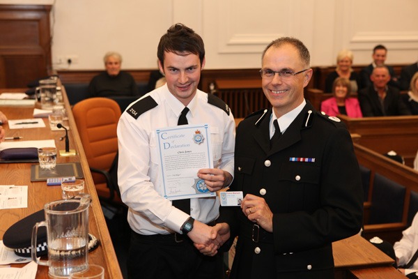 Chris Jones with Assistant Chief Constable Iain Spittal