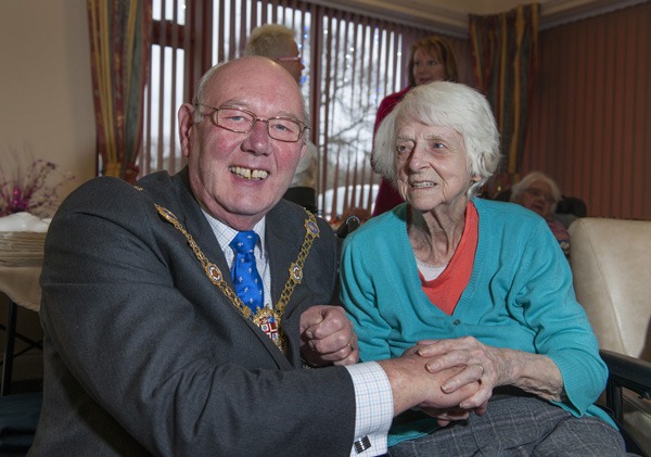 Resident Mary Michie with the Mayor of Harrogate, Robert Windass
