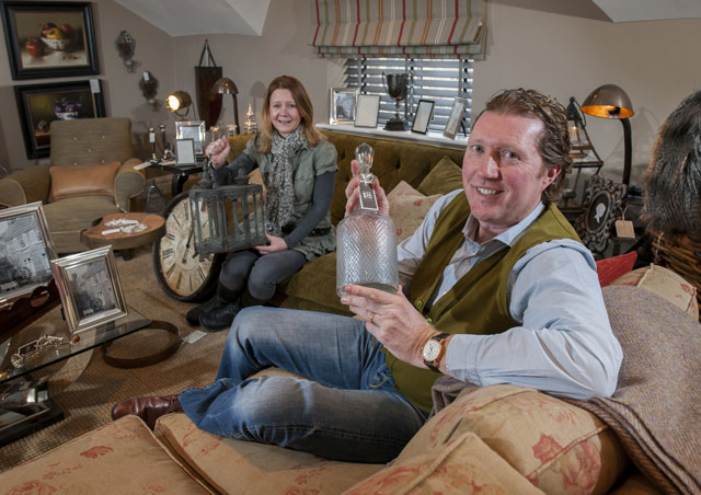 Richard Grafton with interior designer Kim Robb in one of the newly redesigned showrooms in Harrogate