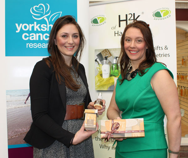 Hazel Barry, Managing Director of H2k of Harrogate, celebrates the launch of the new partnership with Emma Coates, Corporate Partnerships Manager at Yorkshire Cancer Research Hazel Barry, Managing Director of H2k of Harrogate, celebrates the launch of the new partnership with Emma Coates, Corporate Partnerships Manager at Yorkshire Cancer Research