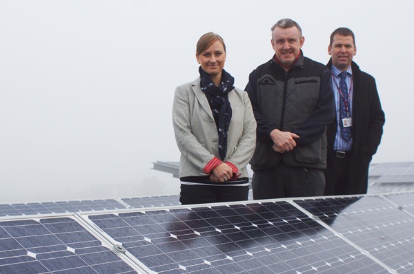 Clean Energy Yorkshire’s Sarah Casey, Harrogate Grammar School’s site and facilities manager, John Mungovin and the school’s finance director, Steve Howell 