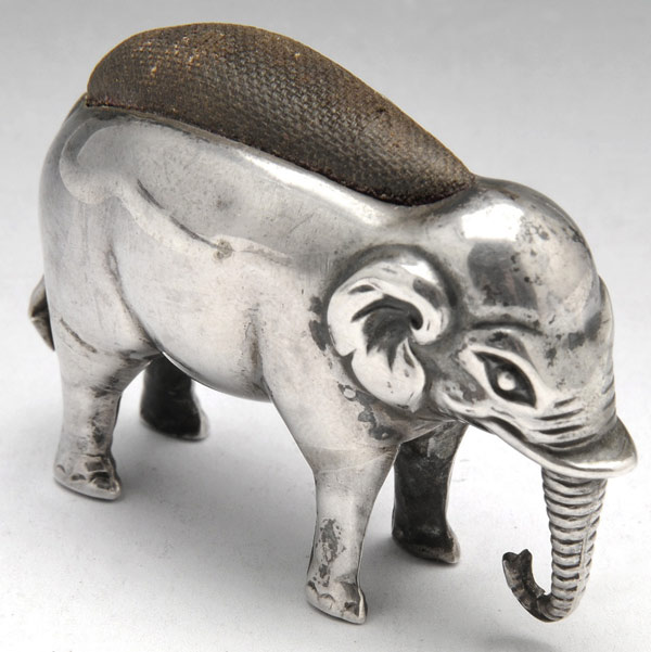 Highland Antiques from Aberdeen will have a lovely silver Indian elephant pin cushion made by Sydney & Co of Birmingham in 1905, this will cost £375