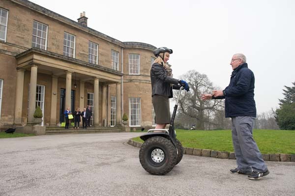 Catherine Reid from Nestle trying out a Segway provided by Off Limits Corporate Events