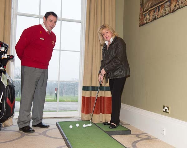 James King, Golf Manager at Rudding Park with Wendy Ashton Evans from Pineapple Events