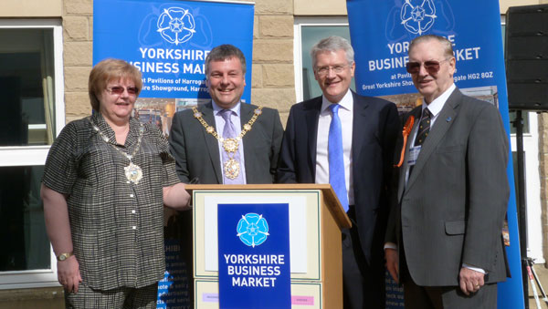 Chamber President Sandra Doherty, Mayor of Harrogate, Coun Michael Newby, Andrew Jones MP and Chamber Chief Executive Brian Dunsby