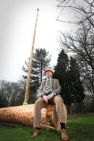 Show Director, Bill Cowling at the Great Yorkshire Showground as the climbing poles are craned into position in readiness for the 2014 Great Yorkshire Show