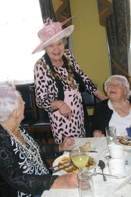 The Mayoress, Cllr Shirley Fawcett, chats with lunch guests