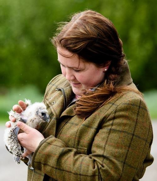 Sophie Abbott welcomes ’Neeka’, a baby Asian Brown Wood Owl, to Swinton Park’s Bird of Prey Centre
