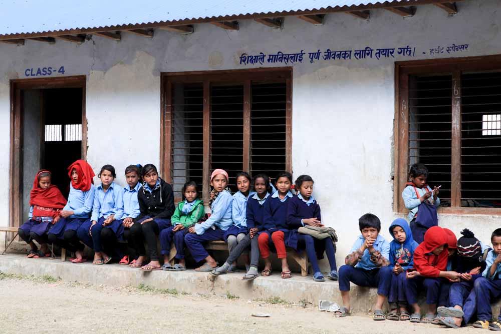 Children at Shree Jana Higher Secondary School, Rapakot, Panchamul Valley