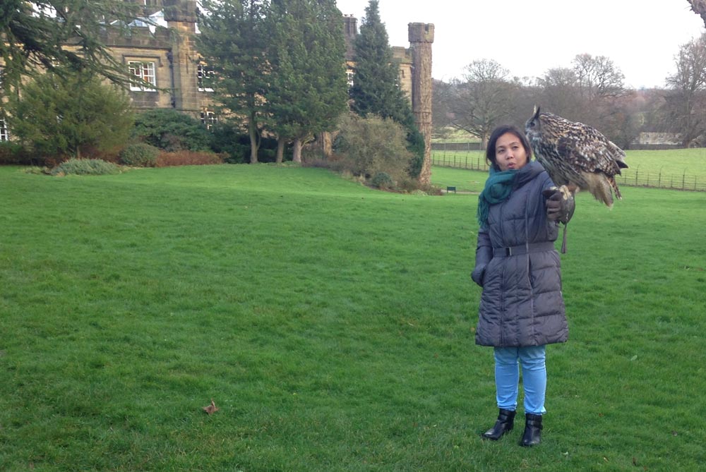 A travel buyer experiences falconry at Swinton Park