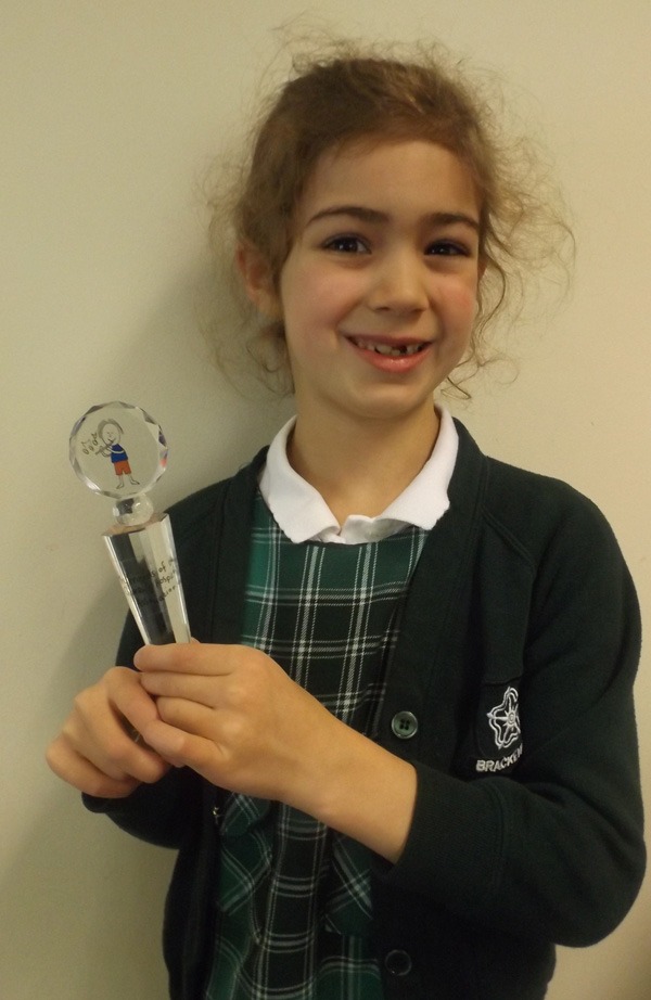 Evie with her special Hero’s Award