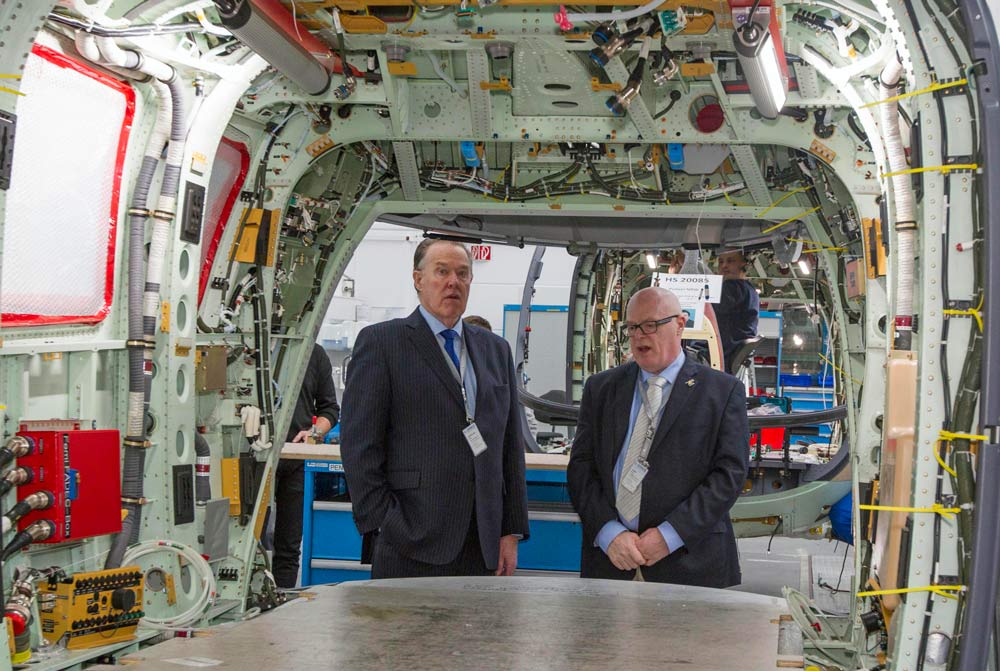 Peter Sunderland, Chairman and Bruce Burns, Vice-Chairman inspecting the interior of the YAA’s new H145