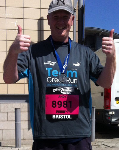 Andy Brown took up the challenge of running the Bristol 10K