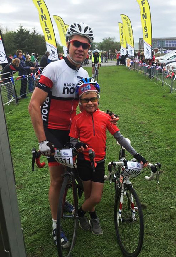 James and Robin at the finish line in Filey