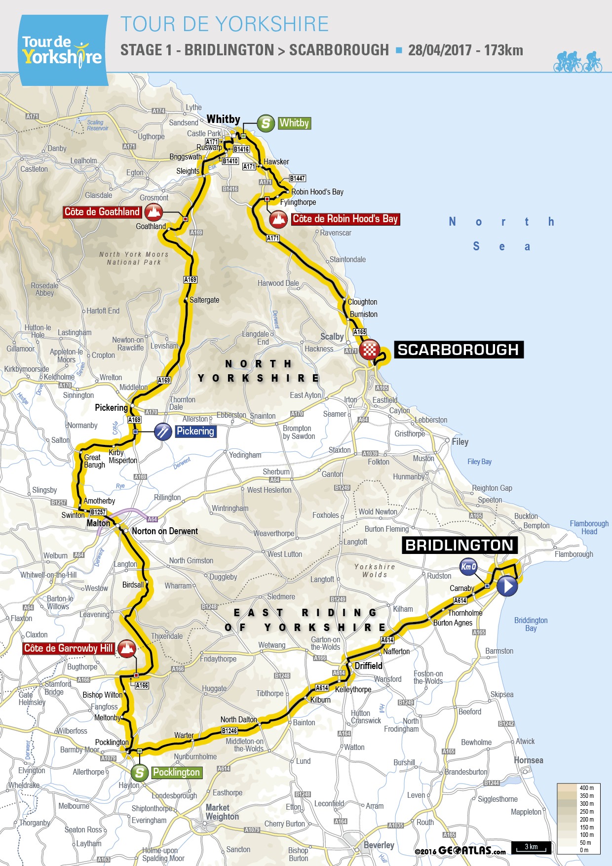 Tour de Yorkshire 2017 Stage 1 map