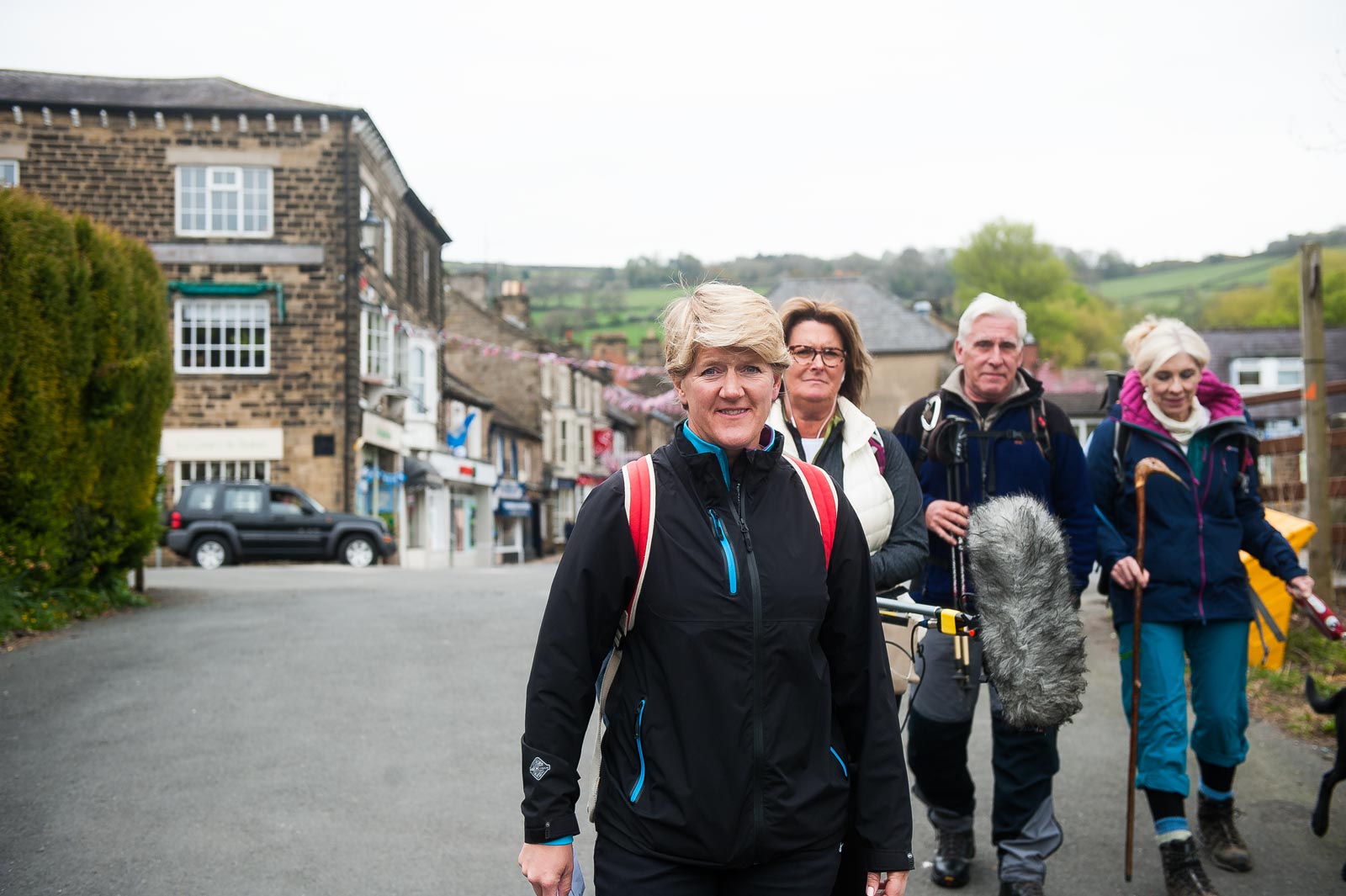 Clare Balding in Pateley Bridge at the start of the Nidderdale Way