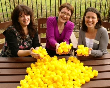 (from left) Saint Michael’s Hospice Volunteer Fund Raiser, Sandra Gilbert, Darley Mill Marketing Manager Alison Cormack and Saint Michael’s Hospice Events and Community Fundraiser Krisztina Horner