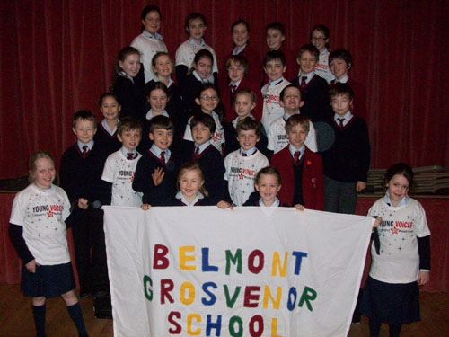 members of the Senior Choir at Belmont Grosvenor School at the Young Voices 2012 event at the Manchester Evening News Arena