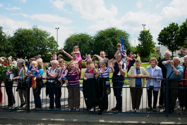 Crowds waiting in Starbeck