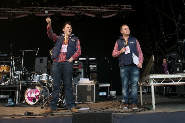 Stray FM help warm up the crowds - James Stanley and Nick Hancock