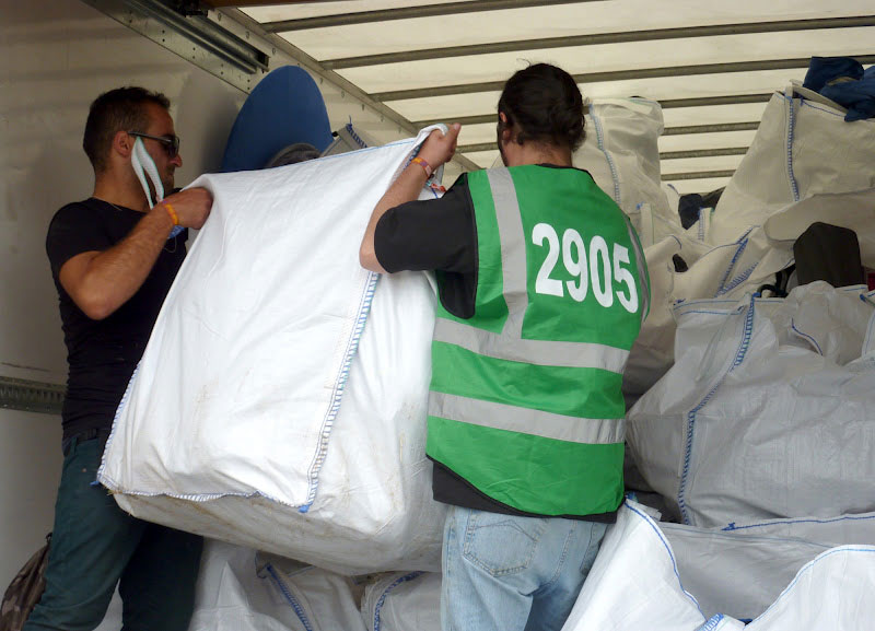 Filling the truck with camping equipment