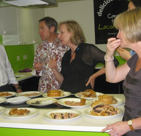 Judging the deliciouslyorkshire fodo and drink awards. From left to right: Tim Gittins – International Wine and Food Society, Nigel Barden - BBC Radio 2 foodie, Elaine Lemm – food writer and former chef, Alison Sawyer – Local sourcing and technical manager, ASDA and Jane Chamberlain – food and drink expert, Cicada Communications, Harrogate