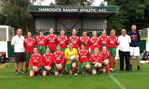 Harrogate Railway Ladies with sponsor Mr Mann from Manns Newsagent (2nd right)