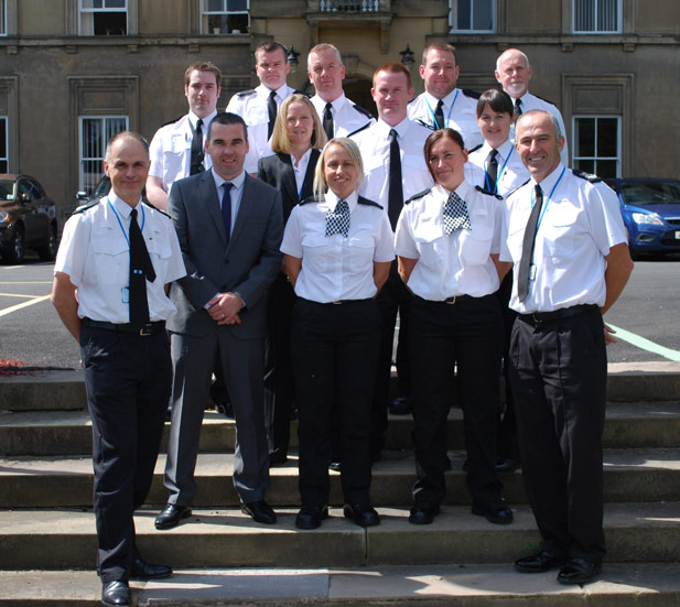 Group Pic Assistant Chief Constable Iain Spittal front left, Temporary Chief Constable Tim Madgwick front right pictured with the transferee officers
