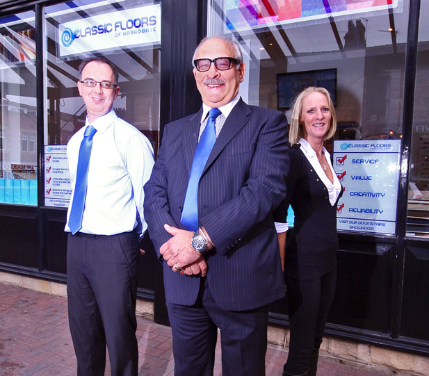 Owner David Tobitt (centre) is proud of his new specialist flooring venture in Harrogate, supported by Store Manager Philip Watson (left) and Sam Wills of McAlpine Interiors Owner David Tobitt (centre) is proud of his new specialist flooring venture in Harrogate, supported by Store Manager Philip Watson (left) and Sam Wills of McAlpine Interiors