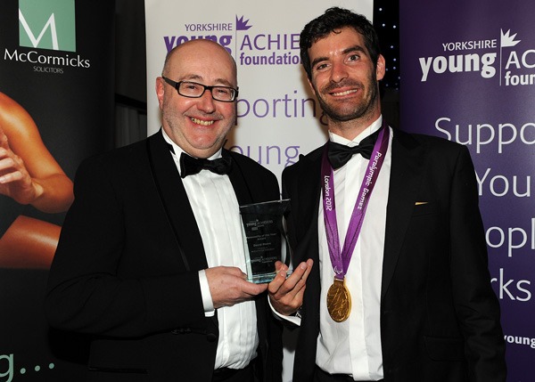 Awards Chairman Peter McCormick OBE presents the Personality of the Year Award to David Stone