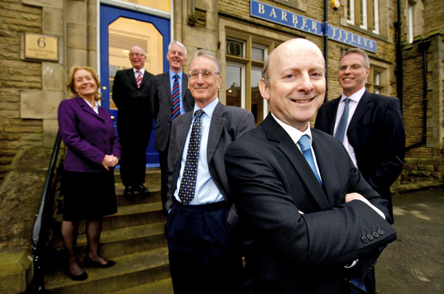 Simon Berger, front, with (L to R) Barber Titleys partners, Judith Long, Richard Davies, Tim Mellors, Martin Blackham and Tim Axe. Simon Berger, front, with (L to R) Barber Titleys partners, Judith Long, Richard Davies, Tim Mellors, Martin Blackham and Tim Axe.