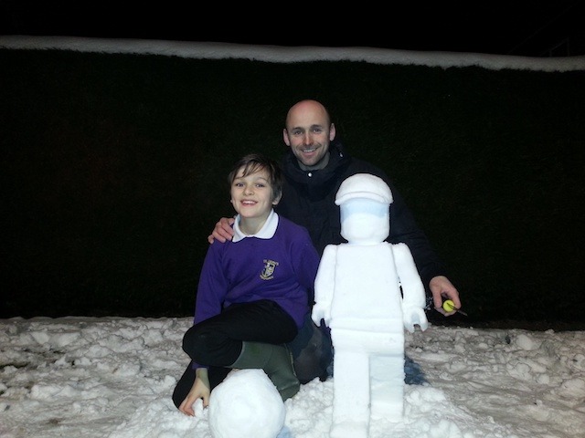 Snowman, me and my son Harvey made in his grandmother's back garden in jennyfields by Richard Fullerton