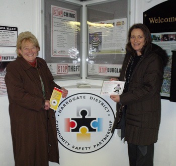 Cllr Margaret Atkinson, Chair of the Harrogate District Community Safety Partnership and Julia Stack, Community Safety and CCTV Manager, pictured at the Community Information Area in Victoria Multi Storey Car Park Cllr Margaret Atkinson, Chair of the Harrogate District Community Safety Partnership and Julia Stack, Community Safety and CCTV Manager, pictured at the Community Information Area in Victoria Multi Storey Car Park