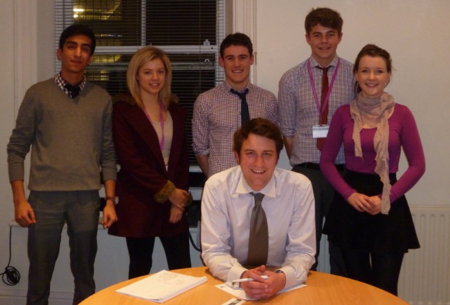 With solicitor Peter Minnikin, front, are the St Aidan’s prosecution team, from left, Sulman Ali, Siobhan Murray, Oliver Wilson, Adam Challis and Helen Richardson.