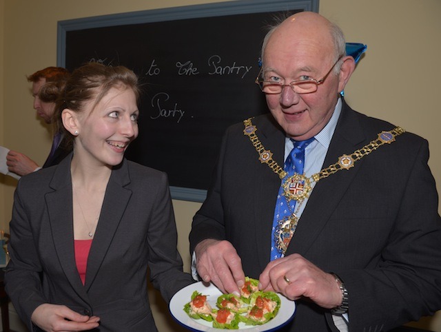 The Mayor of Harrogate Robert Windass with Front of House Manager and Sommelier, Lydie Jeannerod