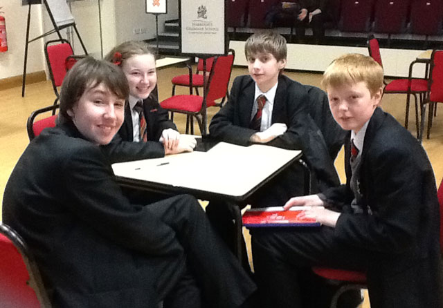 from left Jack Hennighan year 9, Albert Jennings year 9, Will Giddings year 9 and Eleanor Watkin Year 9. from left Jack Hennighan year 9, Albert Jennings year 9, Will Giddings year 9 and Eleanor Watkin Year 9.