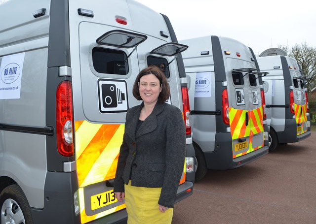 North Yorkshire Crime Commissioner, Julia Mulligan, with the three new vans North Yorkshire Crime Commissioner, Julia Mulligan, with the three new vans
