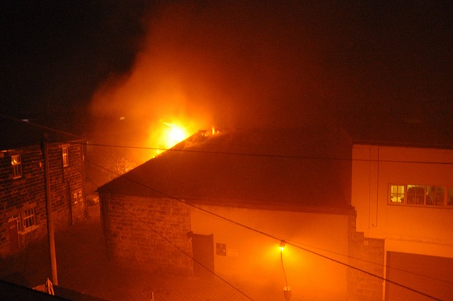 Boxing gym over the street on fire!