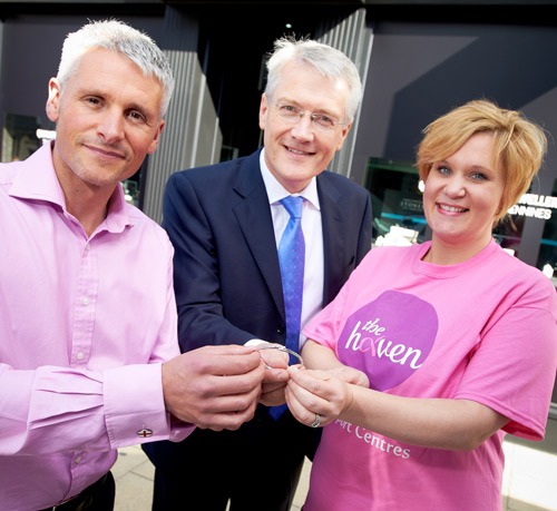 Yorkshire jeweller, Christopher Stoner, Andrew Jones MP and Elizabeth Barran from The Yorkshire Haven Yorkshire jeweller, Christopher Stoner, Andrew Jones MP and Elizabeth Barran from The Yorkshire Haven