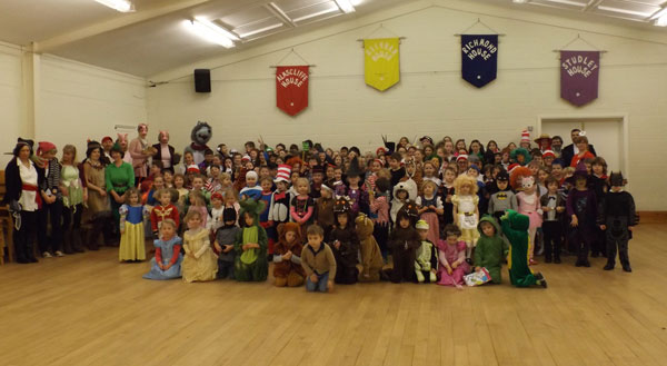 The whole school dressed in character