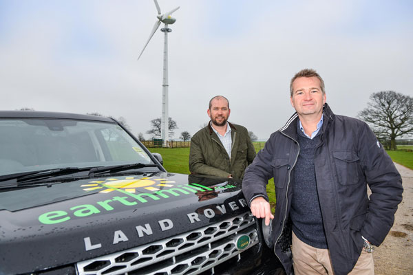 Earthmill 2 Earthmill directors Steve Milner (L) and Mark Woodward at the site of a turbine in Sicklinghall, near Wetherby