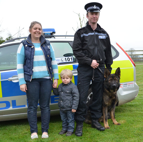 PC Pattison’s daughter Katie Pattison, Grandson Finley and Sergeant Simon Whitby