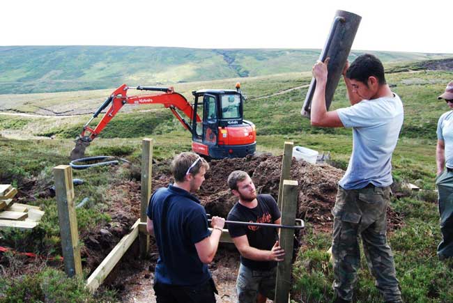 Damen Barrett (trainee working at Marsdens), Scott (contractor assisting with the project), and Harry Driver-Smith (trainee working at Ramsgill Estate)