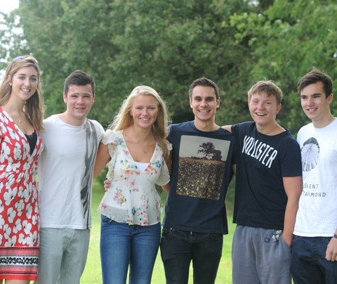 From left to right are students from the Harrogate area: Alicia Walker, Edward Kerr, Anna Poskitt, Max Elgot, Chris Whitehead, Thomas Davidson