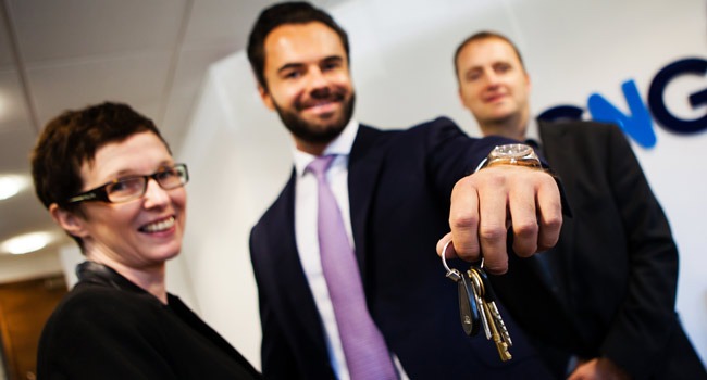 Daniel Chevrak of High Point Estates hands over the keys to CNG Directors Jacqui Hall and Chris England