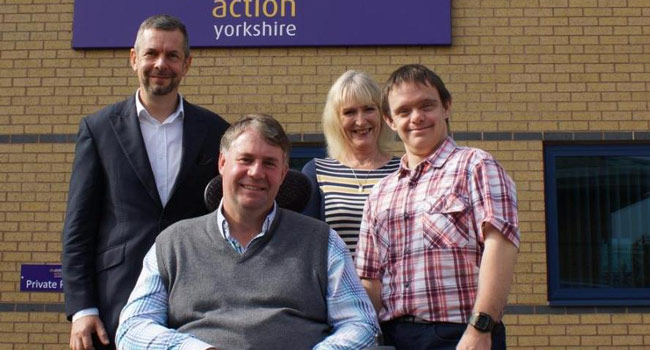 Putting Our Trust In You! Disability Action Yorkshire chief executive Jackie Snape with new trustees Andrew Newton (front) and Andrew Glen (left) and trainee Ian McHugh